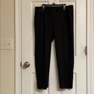 bebe Black Linen-Blend Cropped Pants with Flat Front Business Casual Size 10